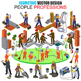 趣味建筑工人插画