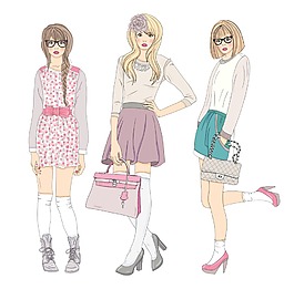 時(shí)尚卡通手繪清新少女插畫(huà)
