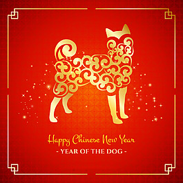 紅金色狗新年海報(bào)