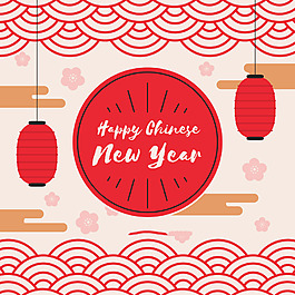 扁平中國風(fēng)燈籠新年海報(bào)