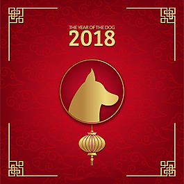 金色狗頭新年海報(bào)