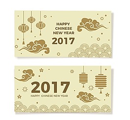 扁平新年祥云banners