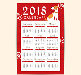 扁平2018日歷模版素材