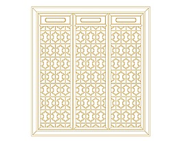 金色中式屏風(fēng)插畫(huà)png元素