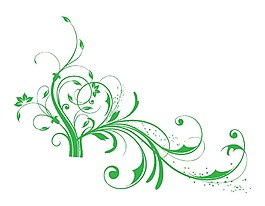清新绿色欧式花纹png元素