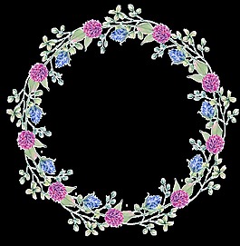 手绘小球花花环PNG透明素材