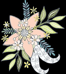 手繪色花卉PNG透明素材