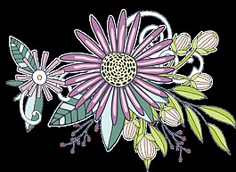 手繪紫色菊花花卉PNG透明素材