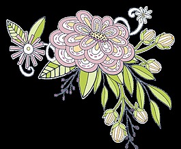 卡通淡紫色花卉PNG透明素材