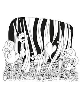 黑白時(shí)尚兒童涂鴉插畫