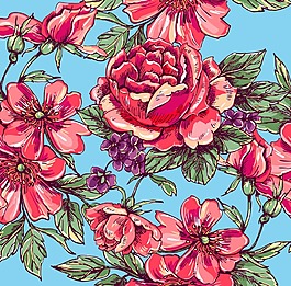 手繪時尚花朵插畫