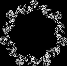 手繪黑白小碎花免扣黑白花環(huán)