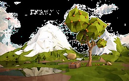 雪山草地場景圖案設(shè)計