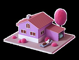 粉色迷你建筑模型图