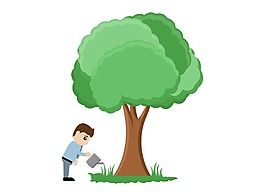 手繪綠色大樹元素