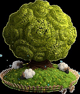 綠色大樹草地山羊場景設(shè)計