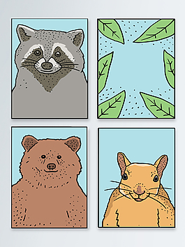 手繪卡通動物背景圖
