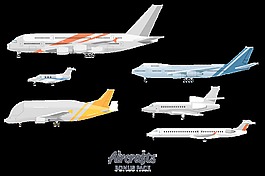 各種型號的飛機旅行矢量素材