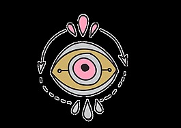 手繪卡通眼睛圖案原宿風透明素材