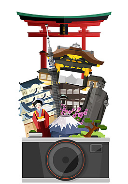 日本旅游度假矢量素材