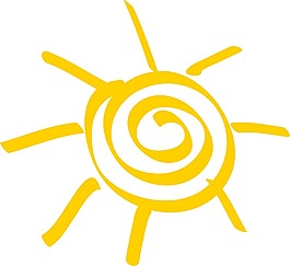 黃色卡通太陽png元素