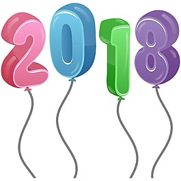 卡通彩色2018藝術字png元素