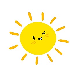 黃色卡通太陽png元素