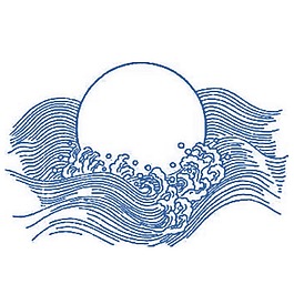 卡通蓝色水浪太阳png元素
