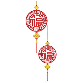 紅色福字吊飾png元素
