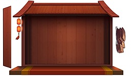 卡通木頭小屋png元素