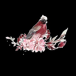 創(chuàng)意小鳥水墨畫透明素材水彩