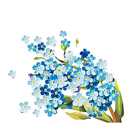 卡通藍色花朵png元素