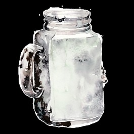 创意水杯水墨画透明素材水彩