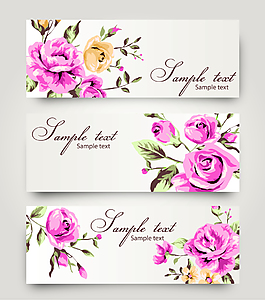 時尚粉色玫瑰花插畫