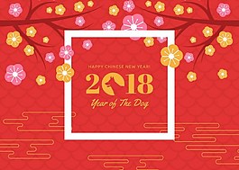 2018狗年櫻花紅色背景素材下載