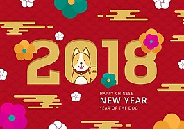 2018狗年紅色背景素材下載