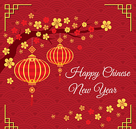 紅色新年燈籠中國海報(bào)
