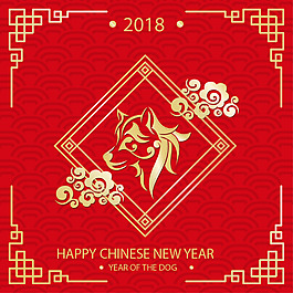 紅金色中國(guó)新年海報(bào)素材