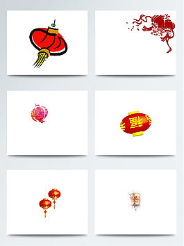 簡易中國紅花燈素材