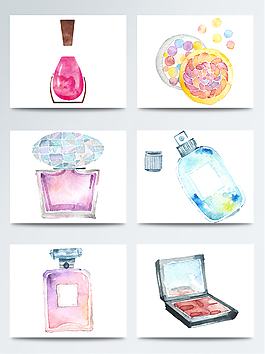小清新水彩化妝品素材