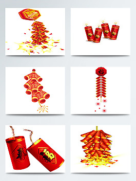 紅色鞭炮圖案元素合集