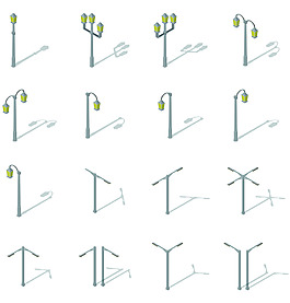 城市建筑路燈插畫