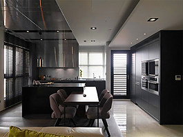 簡約餐廳長方形餐桌裝修效果圖