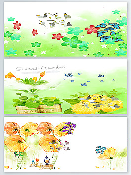 初春花卉彩色蝴蝶