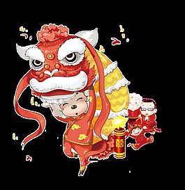 春節(jié)舞獅習俗素材