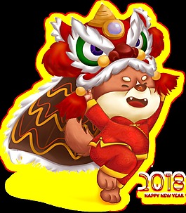 2018狗年春節舞獅圖案設計