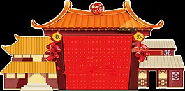 中國風春節門庭素材