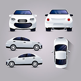 卡通白色小轎車矢量設(shè)計(jì)