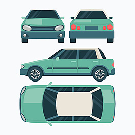 綠色卡通汽車矢量設計