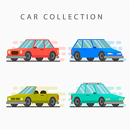 四款彩色卡通你汽車矢量素材